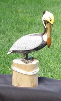 PELICAN WATER BIRD BIRDS CARVED WOOD SCULPTURE NEW  