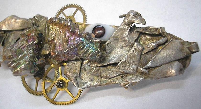 BARRETTE STERLING SCULPTURE ARTIST ASSEMBLAGE EYE GEARS  