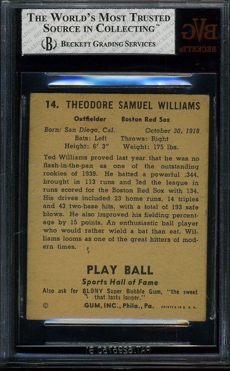 1941 PLAY BALL #14 TED WILLIAMS BGS/BVG 5 *3100  