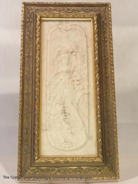 ANTIQUE MARBLE CARVED PLAQUE WITH INSERTED MEDALLION  