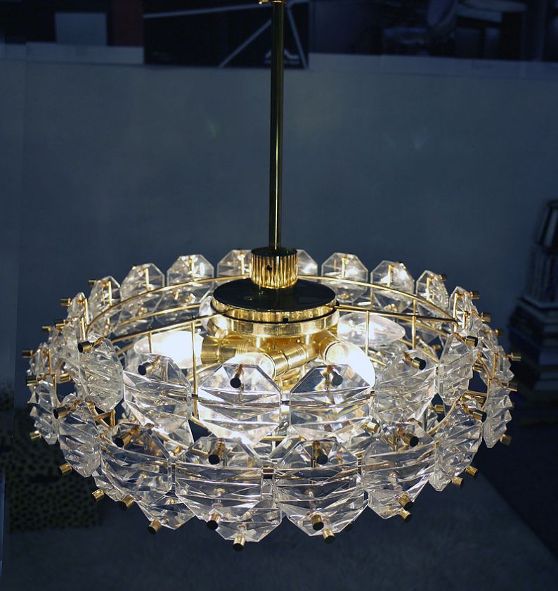 60s Crystal Stars Sputnik KINKELDEY Gold Plated CHANDELIER  