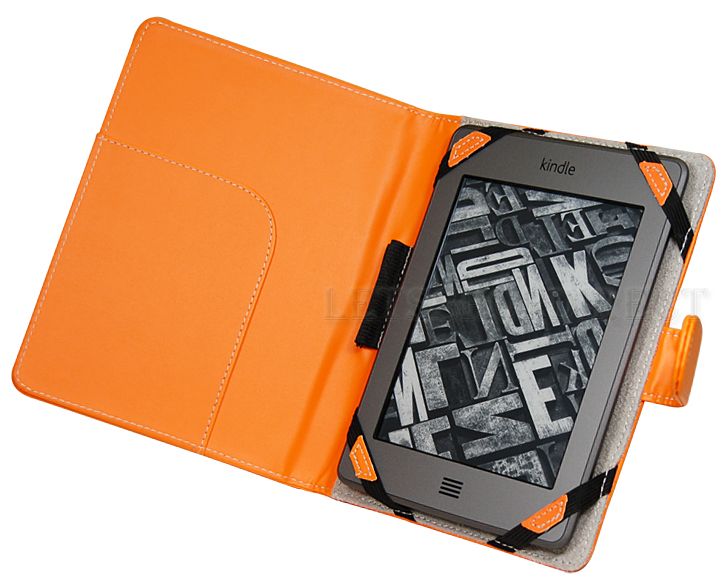 Orange Leather Case Cover Folio for  Kindle Touch 3G WiFi Reader 