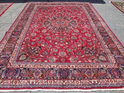 SIGNED FINE MASHAD AREA RUG 86 x 1110 S ANTIQUE PERSIAN HANDMADE 