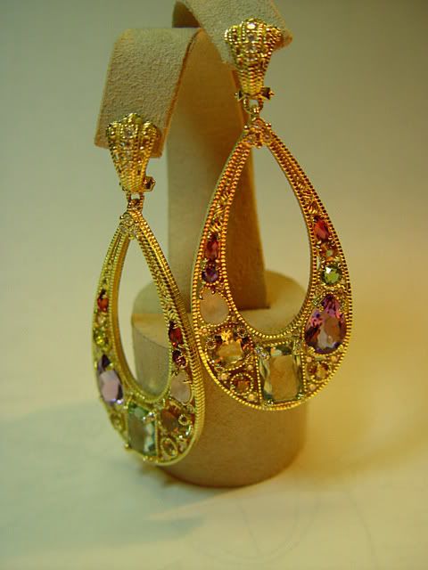 JUDITH RIPKA 18k. Yellow Gold & Diamond Earrings  