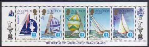 Solomon Islands 1987 Americas Cup Official Stamps (10)  