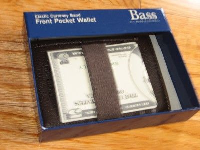 Bass front Pocket Money Clip/Band Leather Wallet,black  