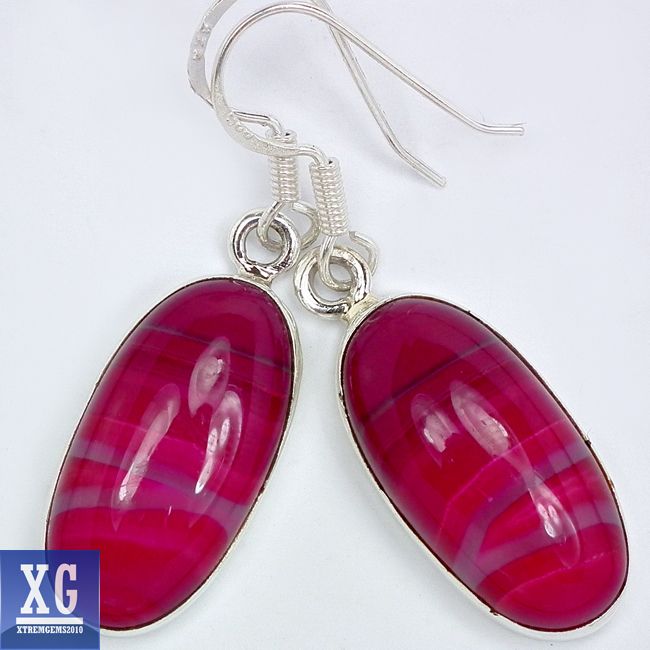 SE14099 BOTSWANA AGATE 925 STERLING SILVER EARRINGS JEWELRY  