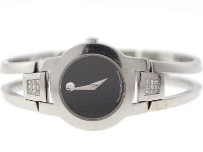 Movado Amorosa Black Museum Dial Quartz Stainless Steel Diamonds Women 