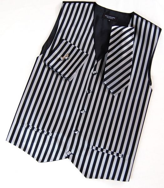 V10/ Silver & Black Paul Malone Tuxedo Vest, Wedding  