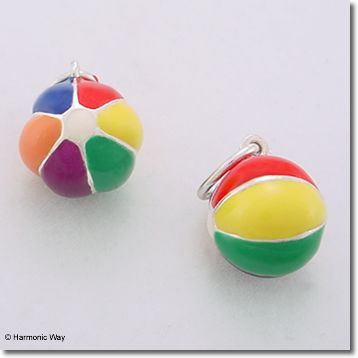 Sterling Silver & Enamel 3D BEACH BALL Ocean Sun CHARM  