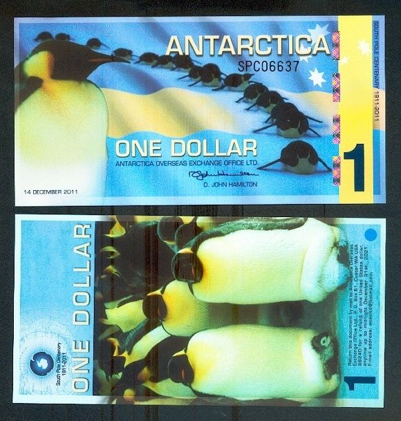 ANTARCTICA 1 DOLLAR 1 3 2011 POLYMER P NL UNC.  