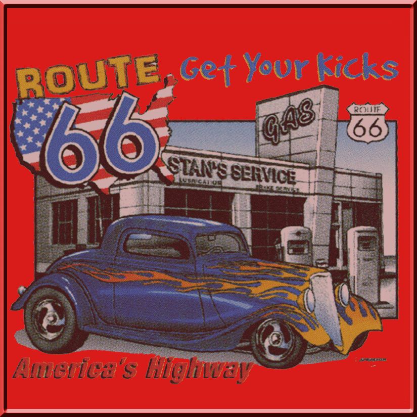 Rt 66 Kicks Hot Rods Antique Cars T Shirt KIDS S,M,L  