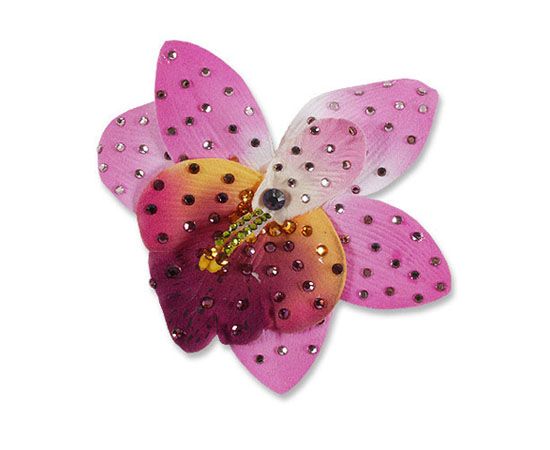 NEW TARINA TARANTINO Anywhere ORCHID Hairclip Bobby Pin Crystals Silk 