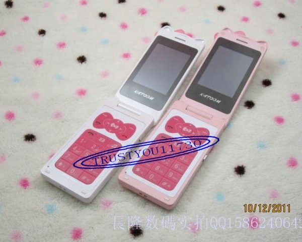 NEW CUTE K2 HELLO KITTY FLIP CELL PHONE PINK WHITE UNLOCKED TWO SCREEN 
