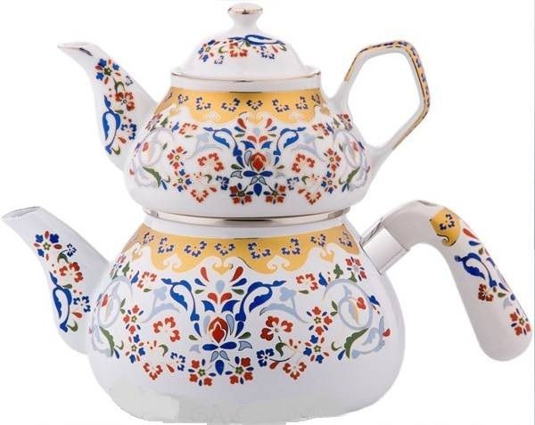   PORCELAIN&ENAMEL DOUBLE TEAPOT,TURKISH TEA KETTLES CAYDANLIK  