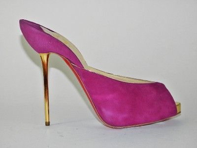 CHRISTIAN LOUBOUTIN Elizabeth 120 Fuchsia Suede Slide Heels Sandal 