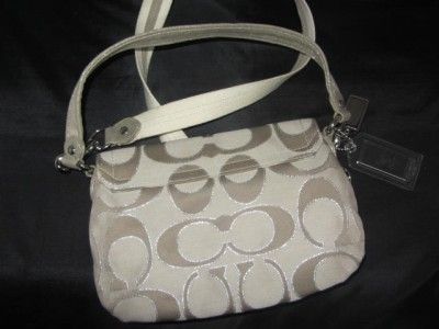 COACH Poppy Signature Lurex Layla Crossbody Shoulder Bag Khaki 18136 