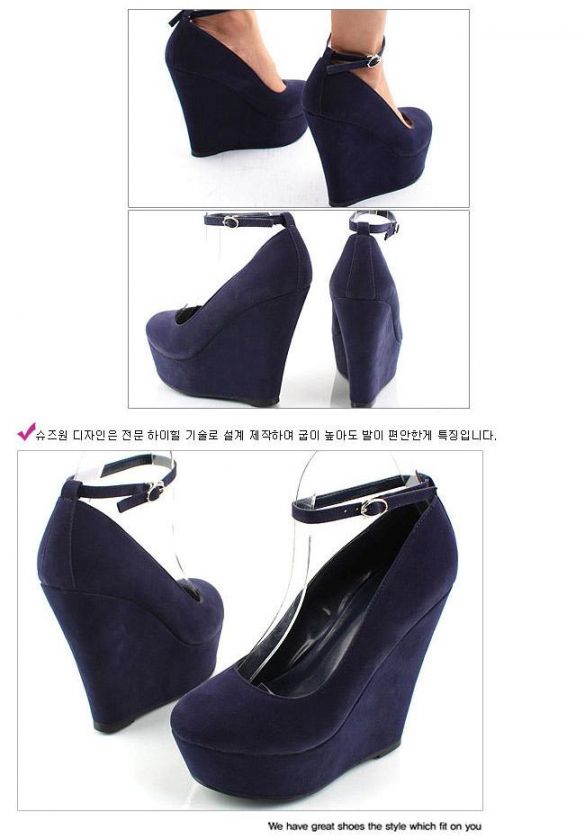 Sexy Women Ladies Platform Wedge High Heel Buckle Shoes  