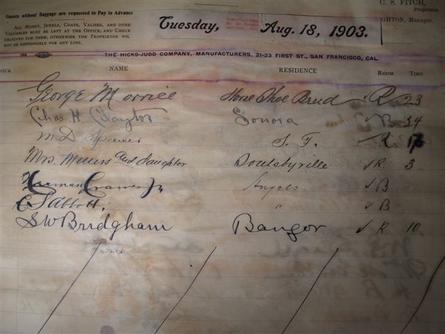 1903 SONORA, CALIFORNIA HOTEL LOG RANCHING, MINING   