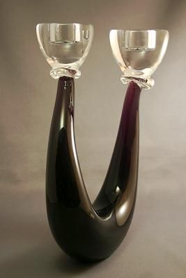 Amethyst Duo Candlesticks   Czech Republic  