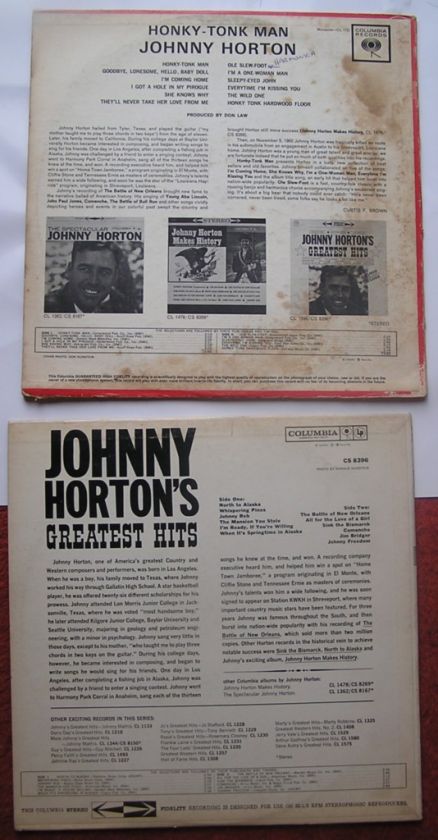 JOHNNY HORTON 4 PC LOT LPS HONKY TONK MAN + GREATEST  