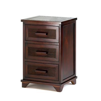 WOODEN 3 DRAWER STORAGE OCCASIONAL / END / NIGHT TABLE DARK CHERRY 