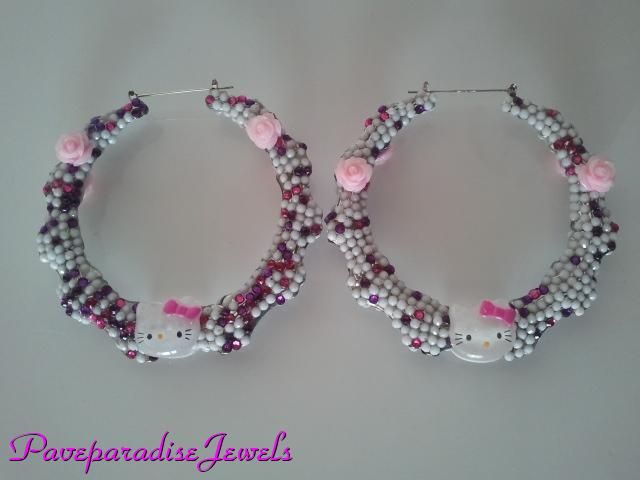 HELLO KITTY CRYSTAL BAMBOO POPARAZZI INSPIRED EARRINGS LAST PAIR IN 