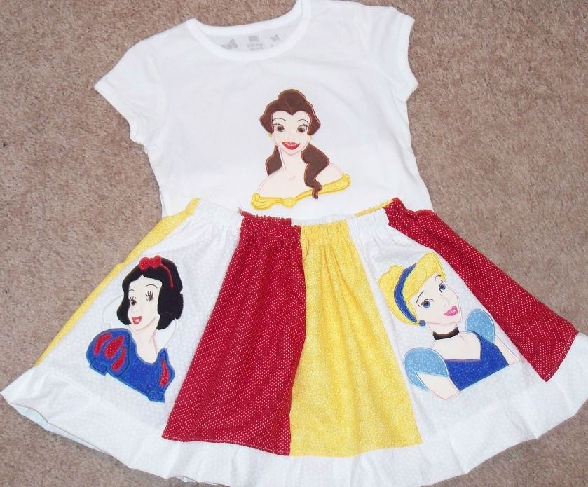 Custom Princess Cinderella Belle Snow Applique Set SOFH  