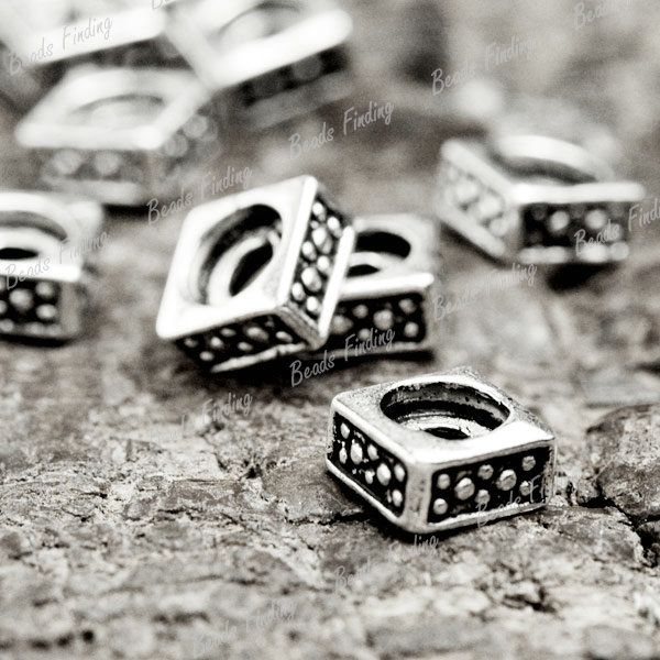 350pcs Tibetan Antique Silver Wholesale New Square Fashion Beads 