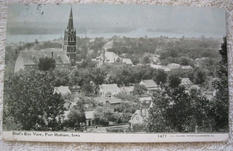 1909 BIRDS EYE VIEW, FORT MADISON, IOWA POSTCARD  