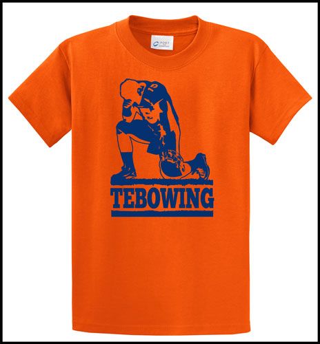 TEBOWING   Denver Football   Tim Tebow   Broncos fan   Orange T Shirt 