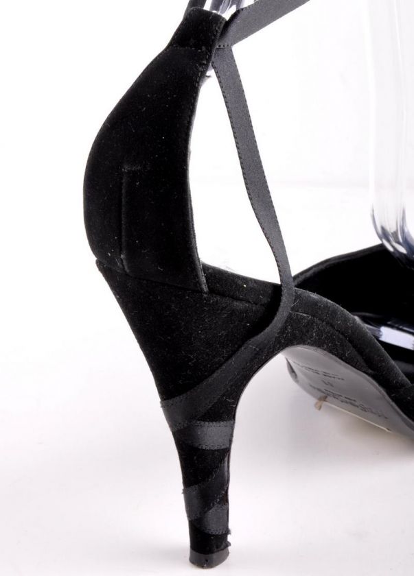 YVES SAINT LAURENT Black Satin Ribbon Strap Pumps 11  