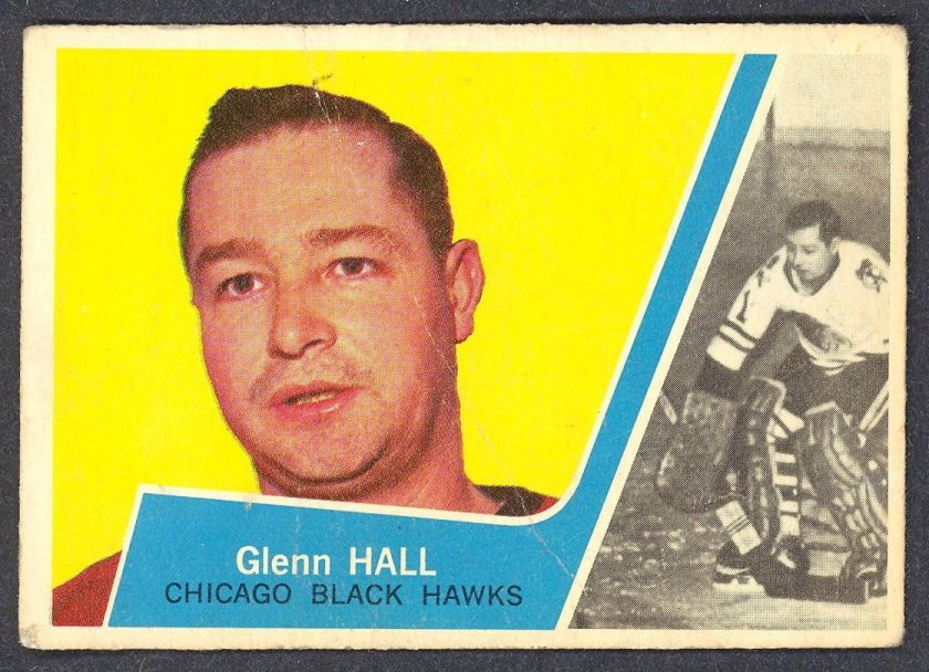 1963 64 TOPPS HOCKEY 23 GLENN HALL BLACKHAWKS FREE SHIPP CARD  