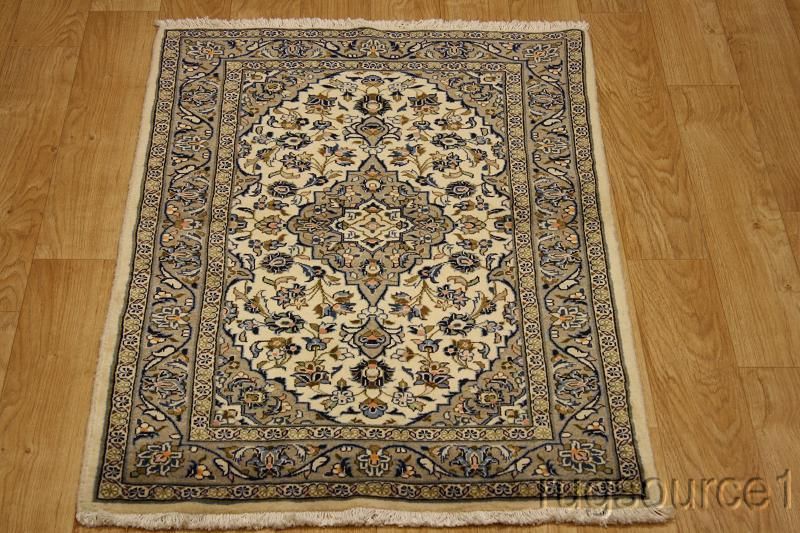 TOP QUALITY IVORY 3X5 KASHAN PERSIAN ORIENTAL AREA RUG CARPET WOOL 