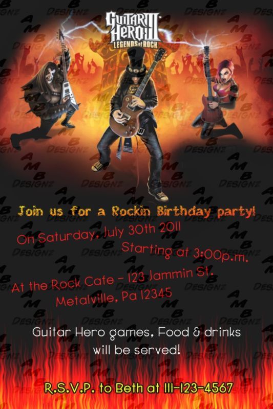 Guitar Hero invitations + Party Supplies  