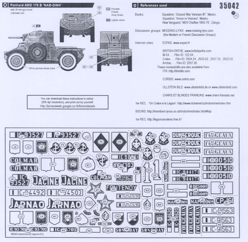 Bison Decals 1/35 INDOCHINE FRENCH ARMOR IN INDOCHINA 1945 1954 Part 2 