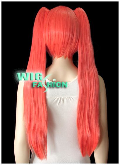 Fashion Short Wavy Pink Hair Wig With Two Ponytails  