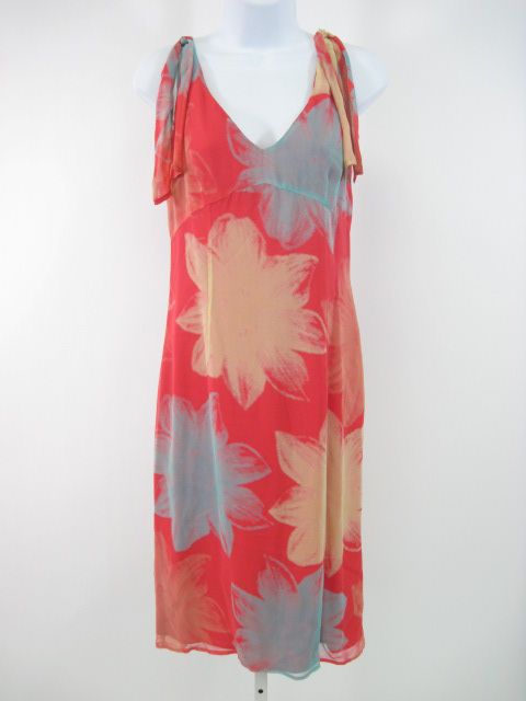 NEW BETH BOWLEY Multi Colored Silk Sleeveless Dress S  