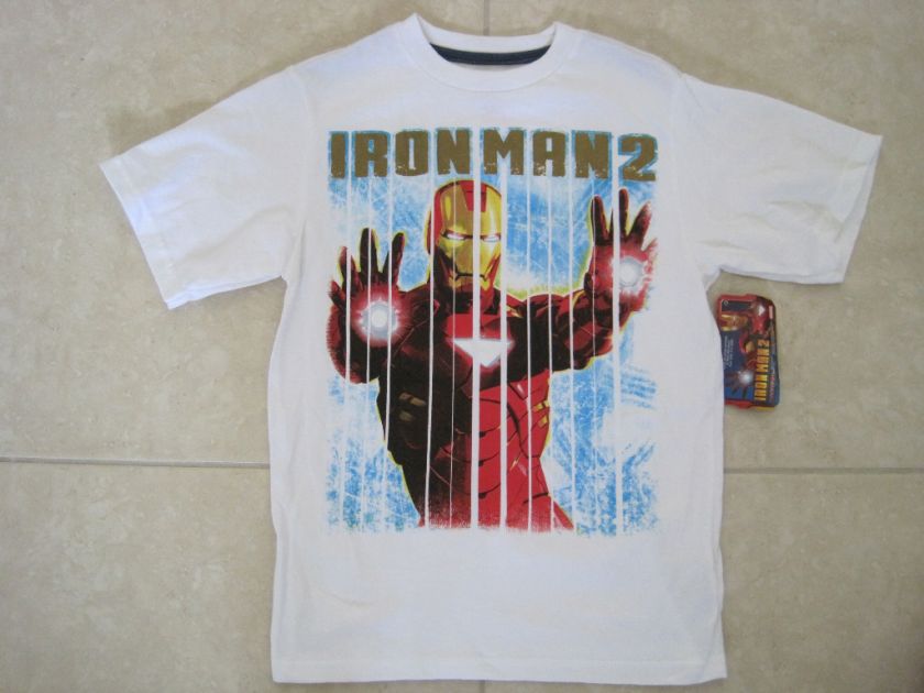 MARVEL BOYS WHITE IRON MAN 2 T SHIRT ALL SIZES NWT  