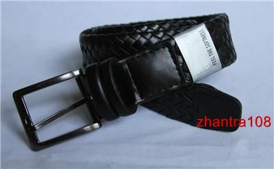   BEENE Mens New Casual Braided Leather Belt size 44 / 110 Black ~ NWT