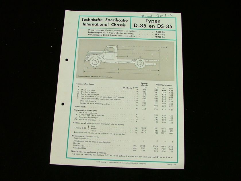 1938 International Vintage Car Chassis D 35 DS 35  