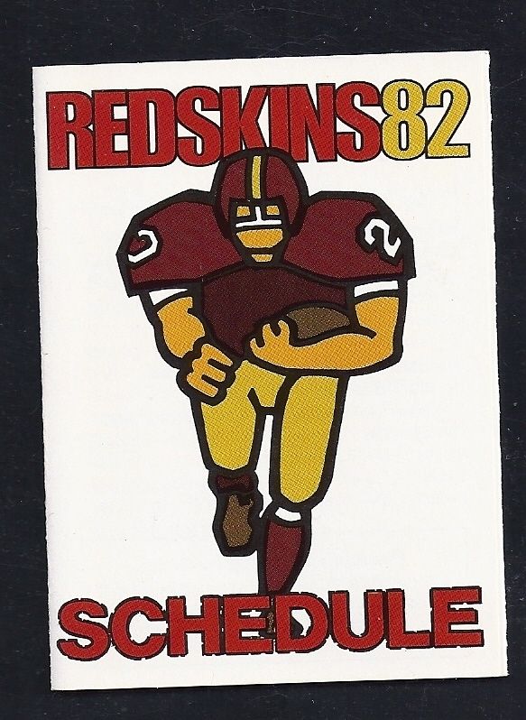 DAVE BUTZ 1982 Washington Redskins SCHEDULE  