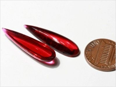   CZECH FUCHSIA RED TEARDROP GLASS CABOCHONS 31 mm TRANSPARENT  