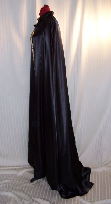 Cape Satin with a Train Gothic Cloak Collar BLACK GOLD  