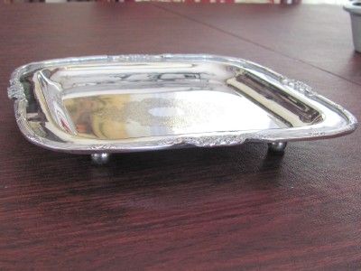   Silver Plated Calling Card Tray Receiver Holder Display Footed  