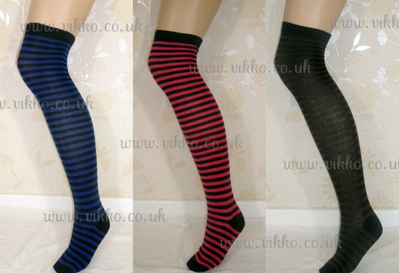 Thigh High Cotton Striped Socks  Colours  