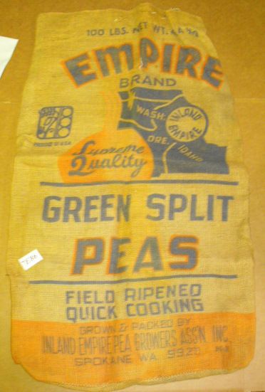 VTG Inland Empire Spokane WA Burlap Bag Green Split Pea  