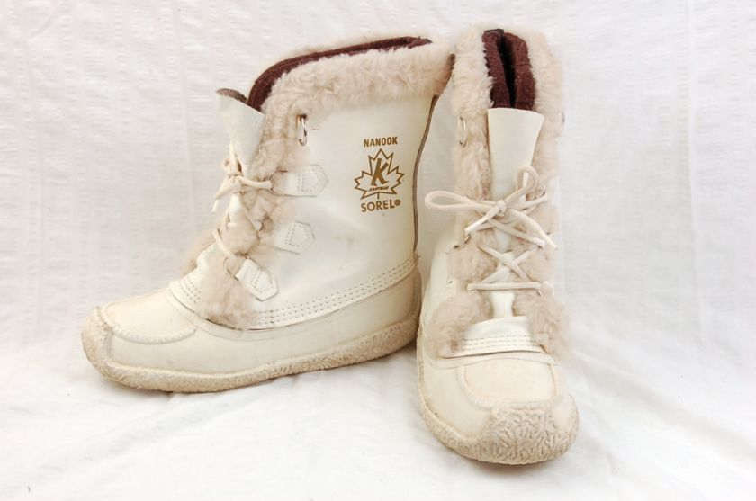 Sorel Nanook Kaufman Boots White Canadian Size 5 Womens Winter  