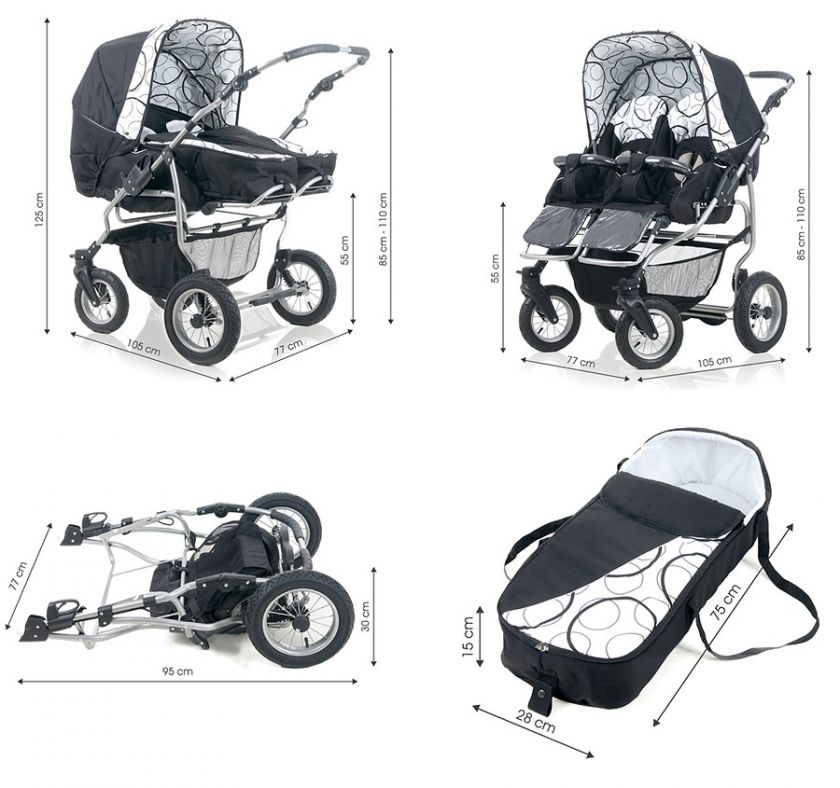 NEW DOUBLE PRAM DUET IN 14 FANTASTIC COLOURS   360° SWIVEL WHEELS 