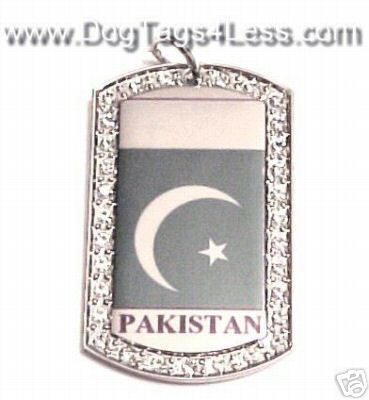 PAKISTAN ICED FLAG Charm PAKISTANI Dog Tag + FREE Chain  